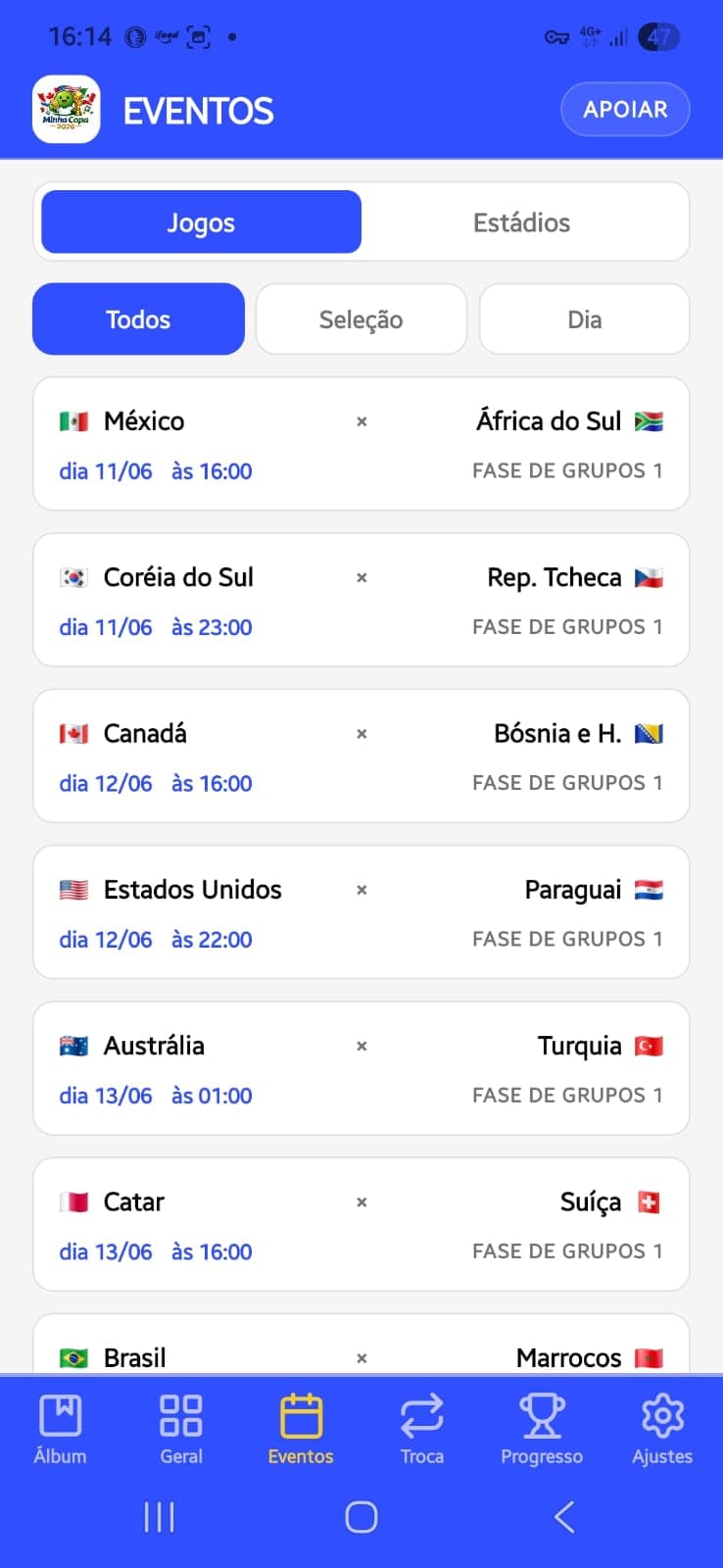 Captura do aplicativo Minha Copa 2026 — imagem 10 de 13