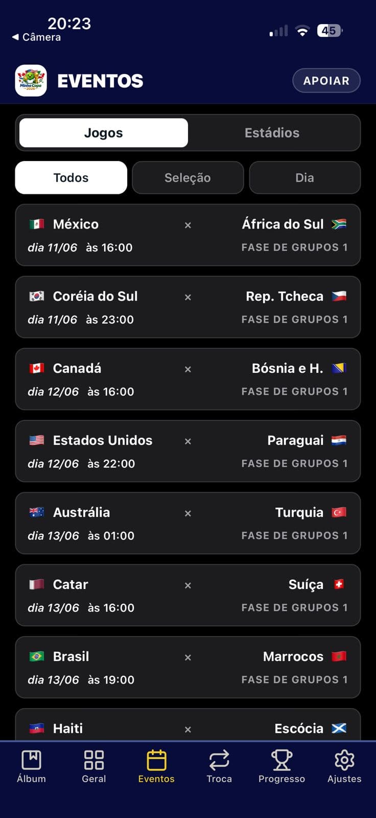 Captura do aplicativo Minha Copa 2026 — imagem 11 de 13
